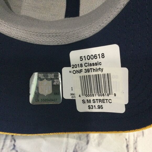 New Era Cap Hat Men's Size SM Blue Gold Fitted 2018 Green Bay Packers 39Thirty - Picture 6 of 10